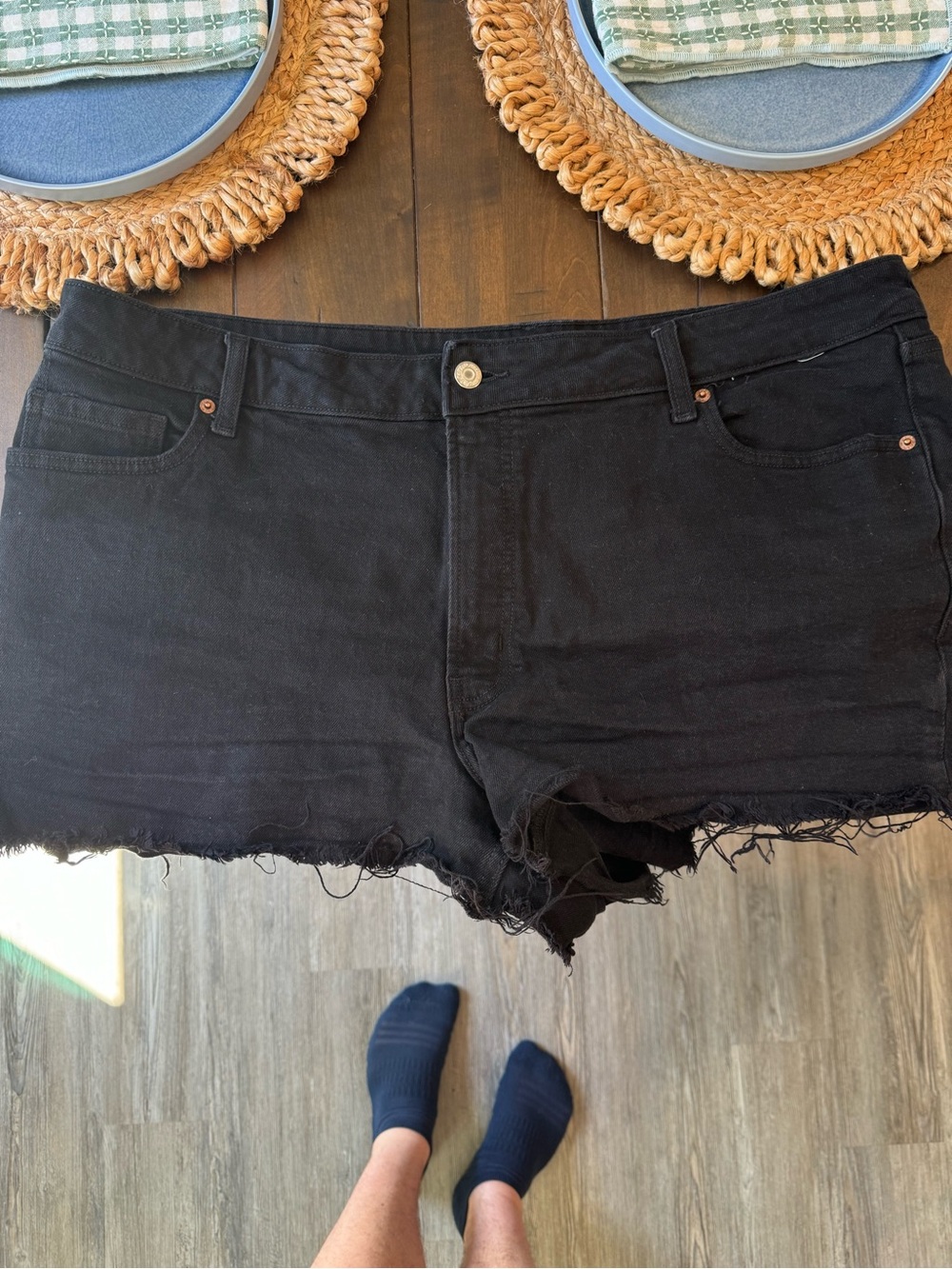 Old Navy Black Frayed Hem Denim Shorts